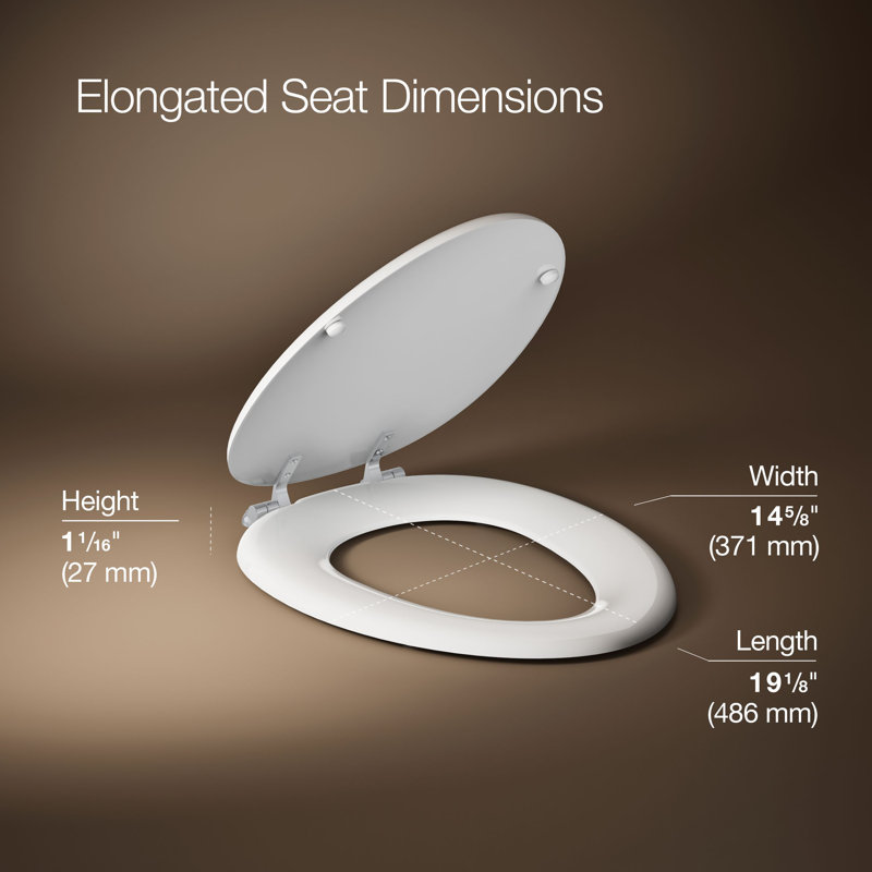 Kathryn® Elongated Toilet Seat, Polished Chrome, White