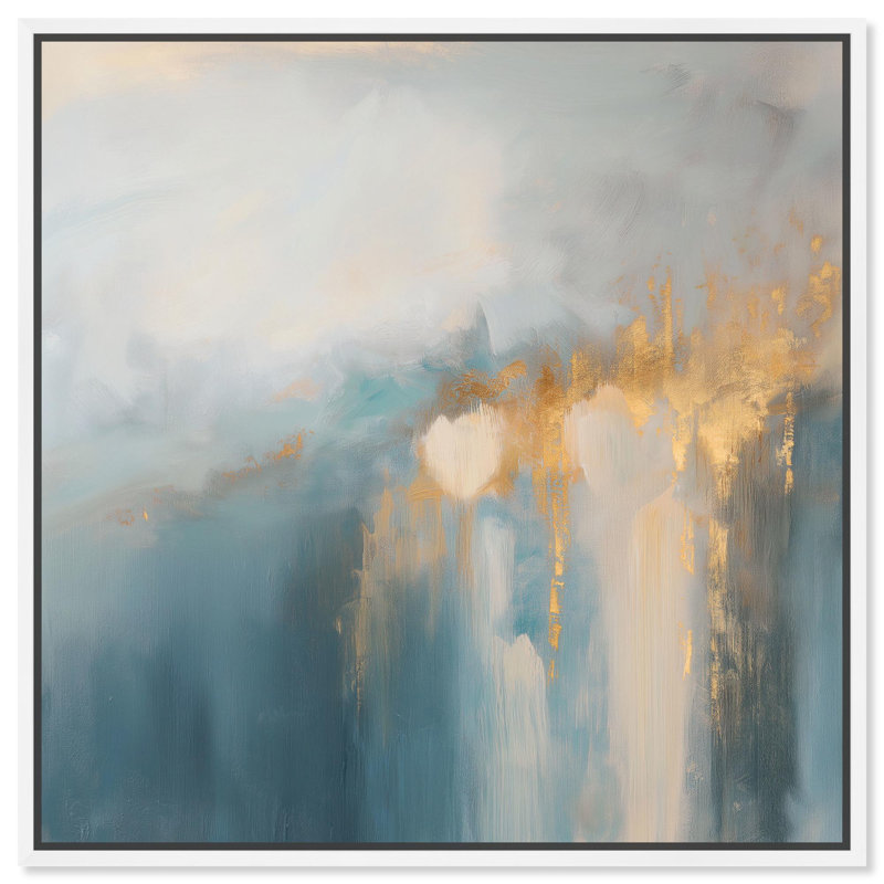 Art Remedy, toile abstraite bleue délavée Glimpse of Heaven II, H 12 po x l 12 po, Cadre blanc
