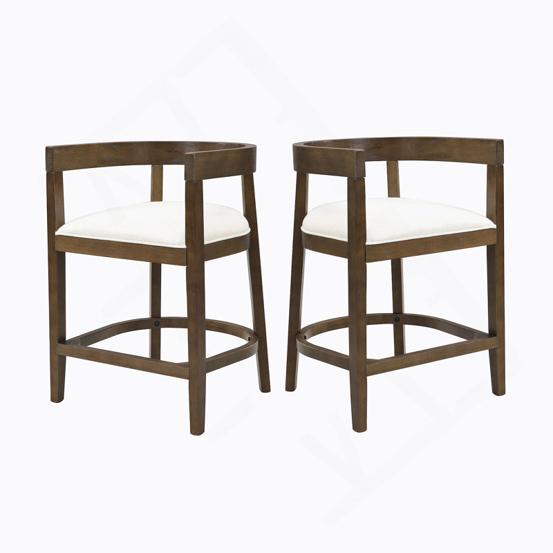 Tabouret de comptoir en hévéa (ensemble de 2), Beige
