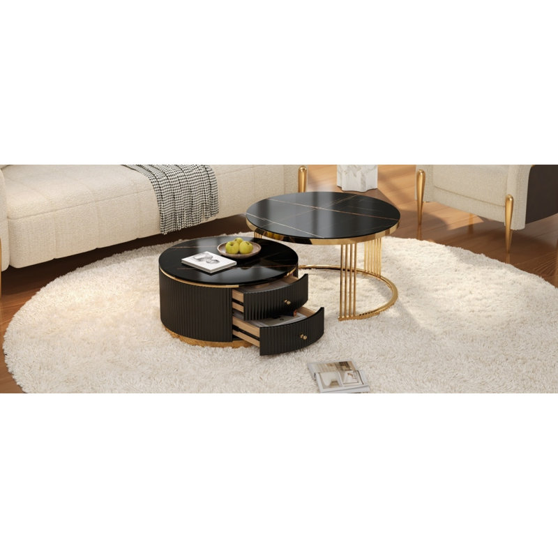 Table basse gigogne 2 pièces Modern Modern, Noir, Noir