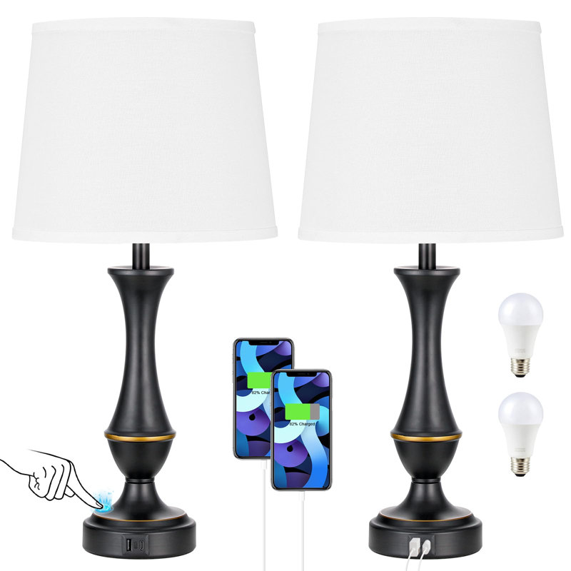 Lampe de table USB Charmica, Blanc