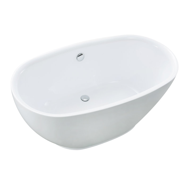 55" x 30" Freestanding Soaking Acrylic Bathtub