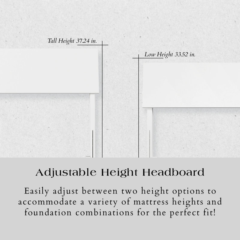  Bradford Wood Adjustable Panel Headboard, White, King
