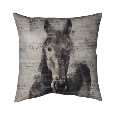 Abstract horse with typography - 16"x16" Throw pillow - Poly twill - Print on demand