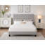 Lit capitonné contemporain avec tête de lit ajustable, en lin gris, format Queen-91956939-91956934