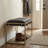 Joshi  Ottoman 20", Gray Velvet and Champagne Gold Metal