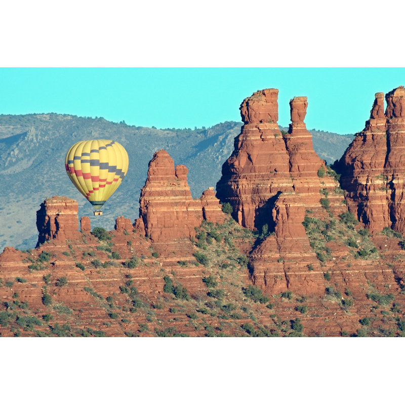 Balloon Over Red Rocks by S. Greg Panosian - Wrapped Canvas Print, 20cm H x 30cm W