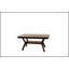 Table de salle à manger en bois massif à finition espresso avec tablettes intégrées, parfaite pour les salles à manger modernes et élégantes.