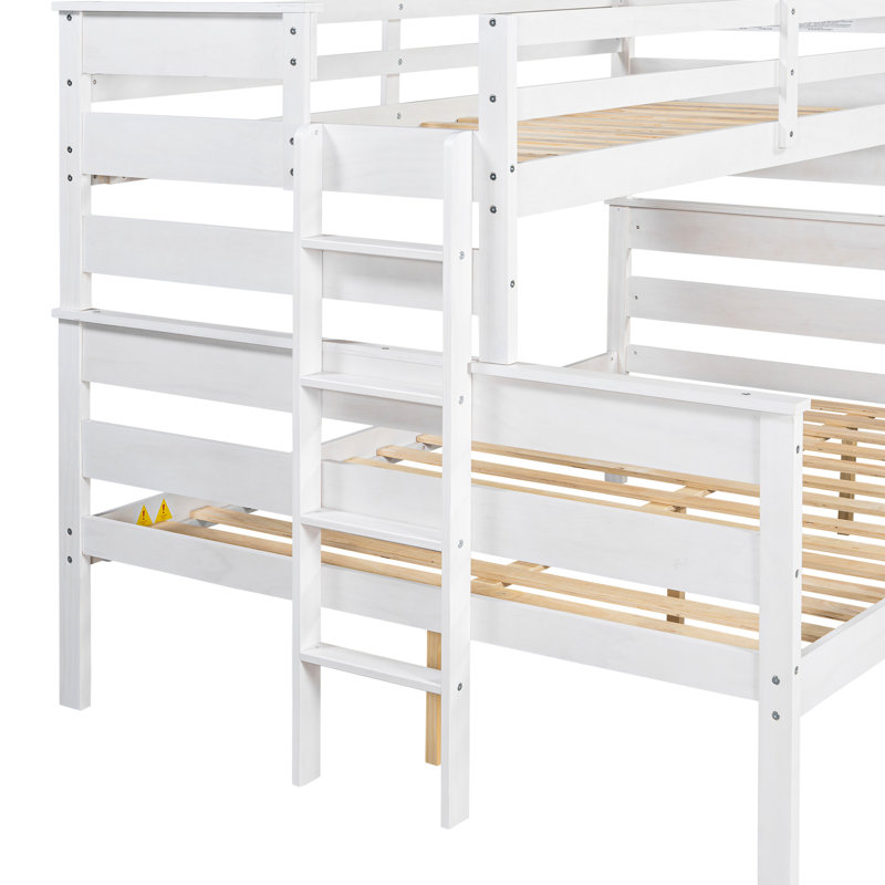 Lit simple superposé au-dessus de grand lit blanc avec cadre en bois durable pour chambre à coucher au-dessus du lit, amovible