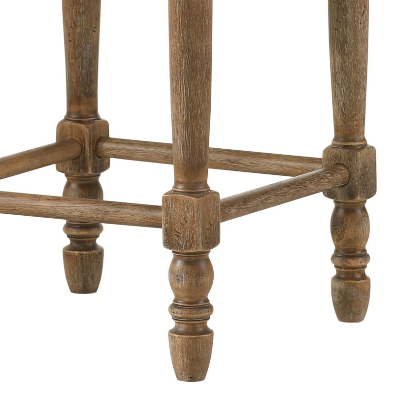 Tabouret à hauteur de comptoir en tissu beige et chêne vieilli (ensemble de 2)