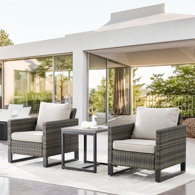 Nazime 2 Person Seating Group with Cushion, Beige, Gray