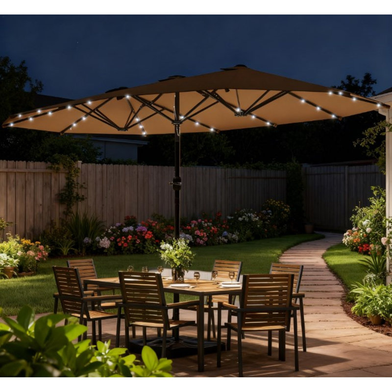 Parasols de patio à double face durables, structure en acier, style moderne pour l'extérieur