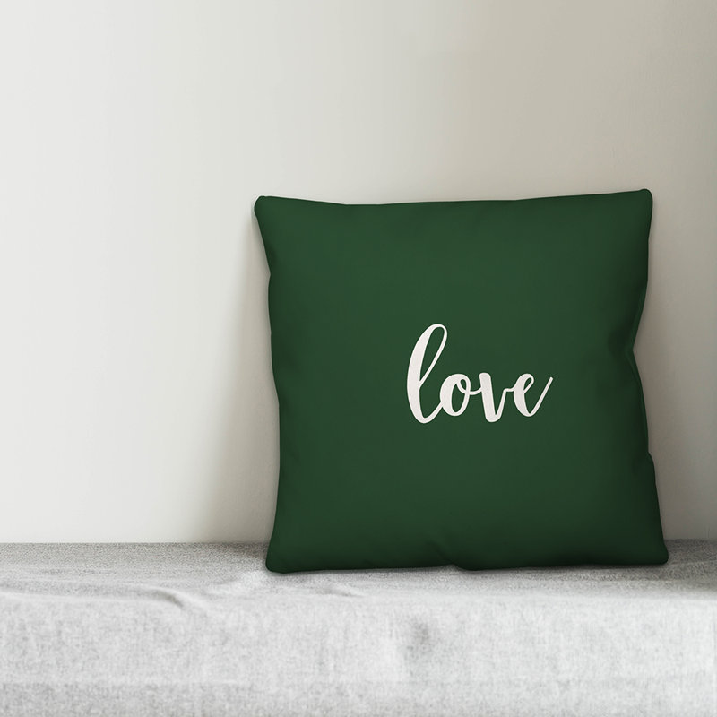  Coussin Love, Vert foncé, Housse de coussin