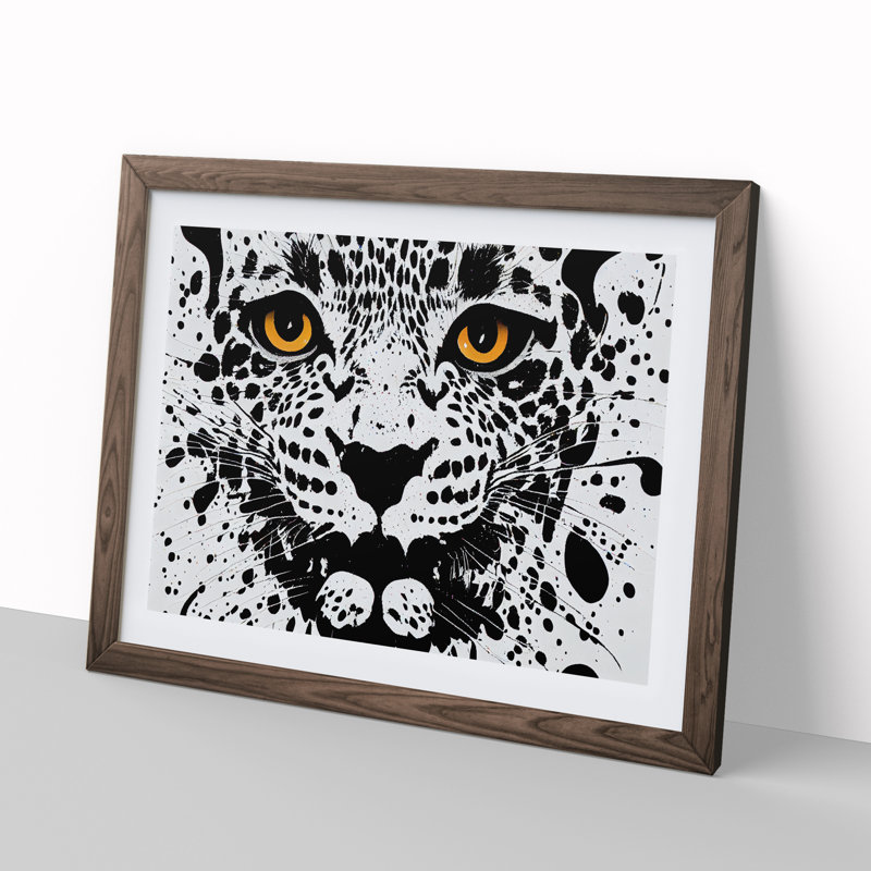 Leopard Splatter - Single Picture Frame Print, 46cm H x 64cm W x 2cm D, Walnut