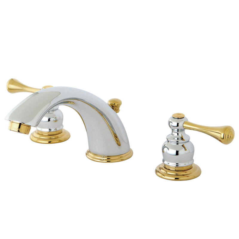Kingston Brass Vintage Two-Handle 3-Hole Deck Mount Widespread Bathroom Faucet with Retail Pop-Up Drain