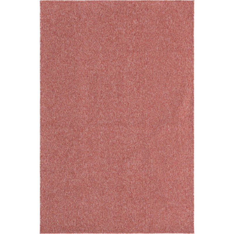 Everyday Solid Machine Woven / Power Loomed Performance Rust Red Rug, Rectangle 4' x 6'