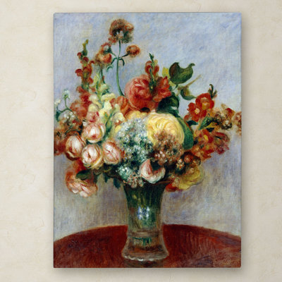 "Fleurs dans un vase 1898" par Pierre-Auguste Renoir, reproduction d'art sur toile tendue