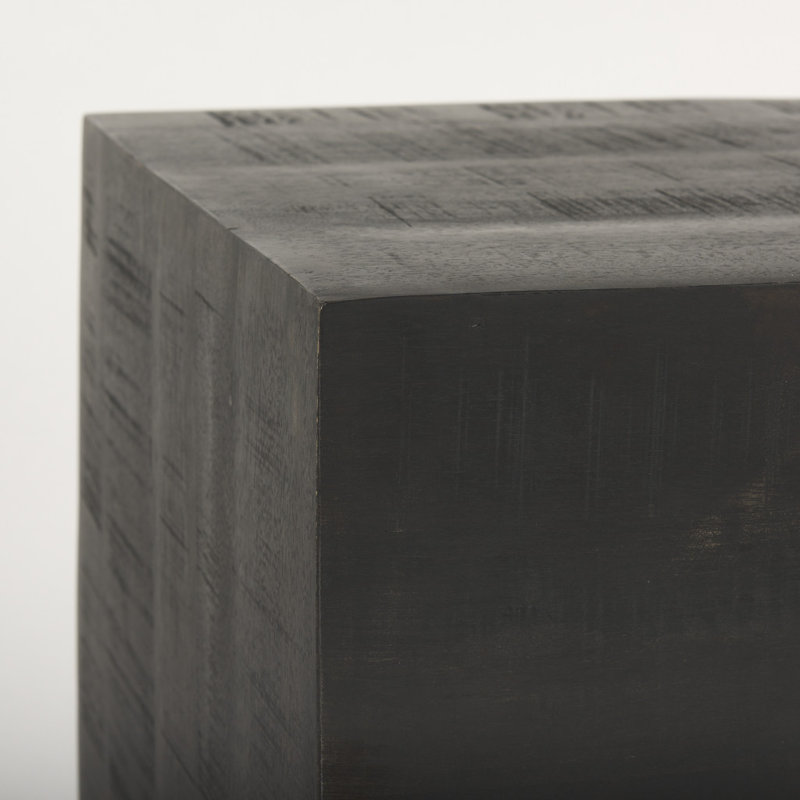 Table d'appoint carrée en bois massif vieilli brun foncé de 24 pouces
