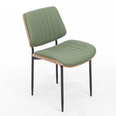 Windsor Contemporary Kitchen & Dining Chair with Walnut Bentwood Frame and Padded Faux Leather Seat