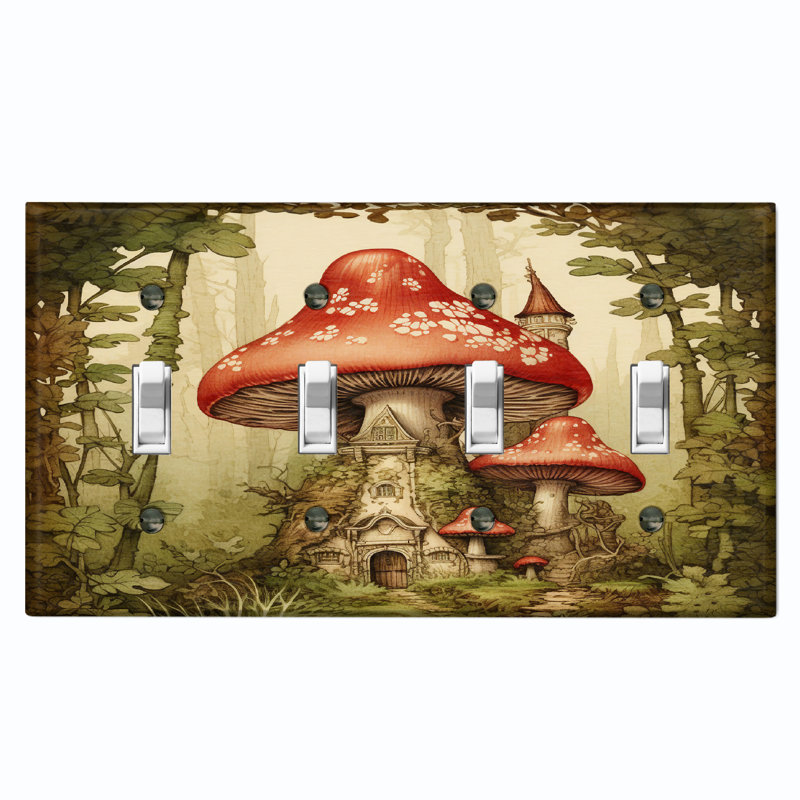 Nature Themed 4 - Gang Toggle Light Switch Standard Wall Plate