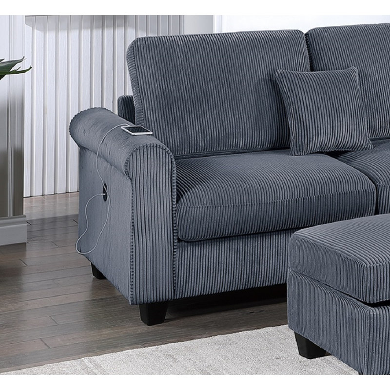 Ensemble de canapé modulaire contemporain gris foncé 3 pièces