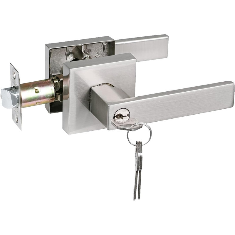 Keyed (Entry) Door Lever, Satin Nickel