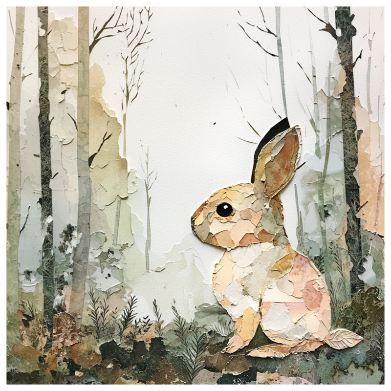 Couvre-lit lapin Collage Forest, Très grand lit