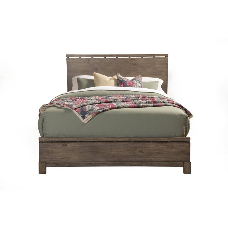  Structure de lit en bois massif vieilli gris Ashford - Grand, gris