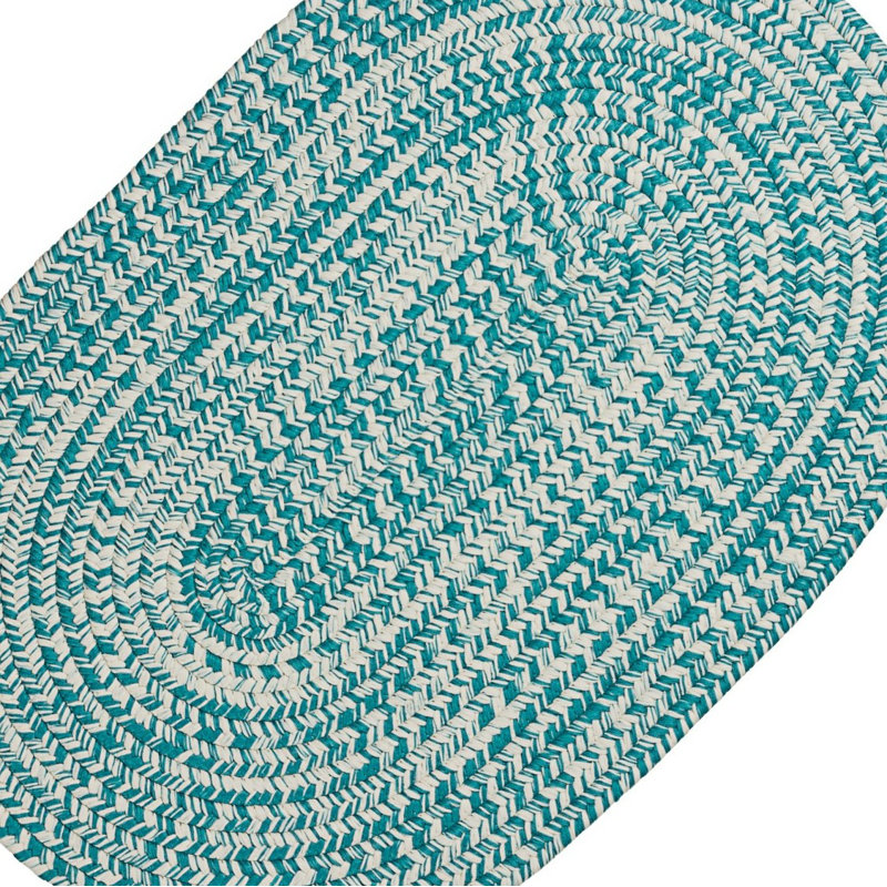 Tapis d'entrée / extérieur Traver Tweed, Turquoise / blanc cassé, L 45 po x L 70 po