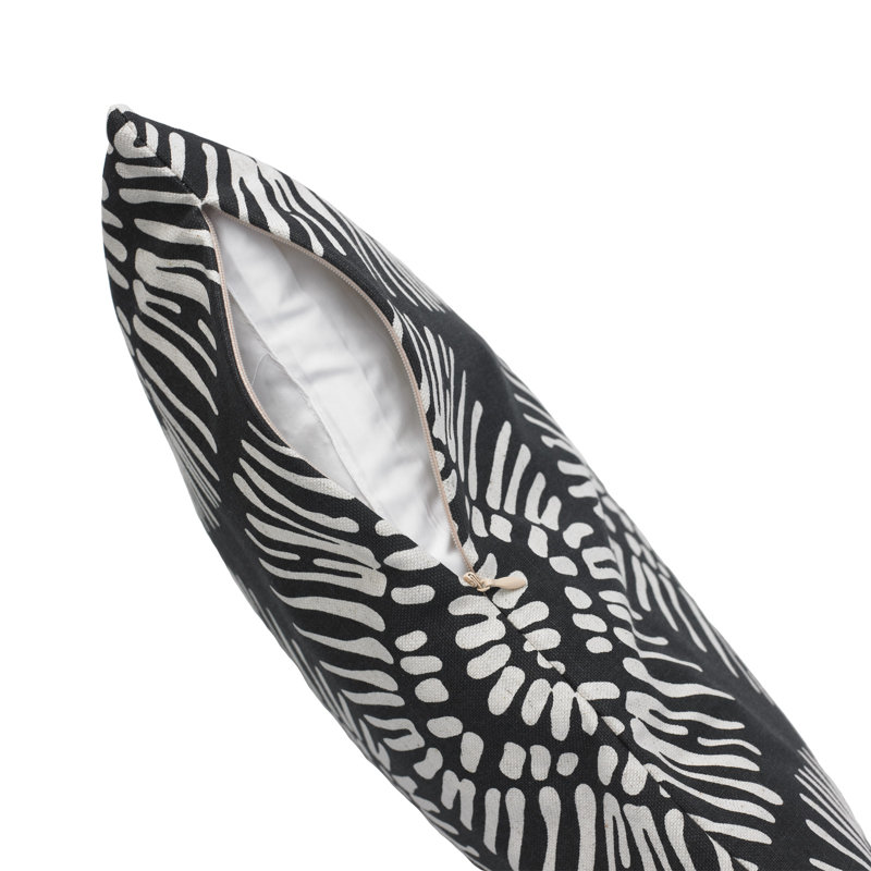  Housse de coussin rectangulaire et insert, Noir, H 12 po x l 24 po