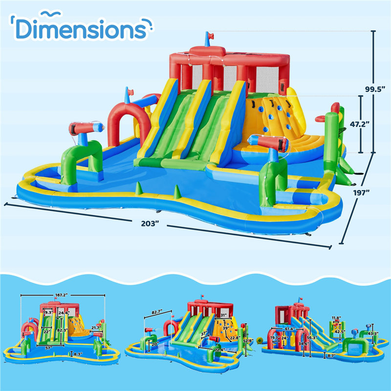 10-in-1 Double Lane Inflatable Water Slide with Storage Bag and 750W Blower,Bounce House