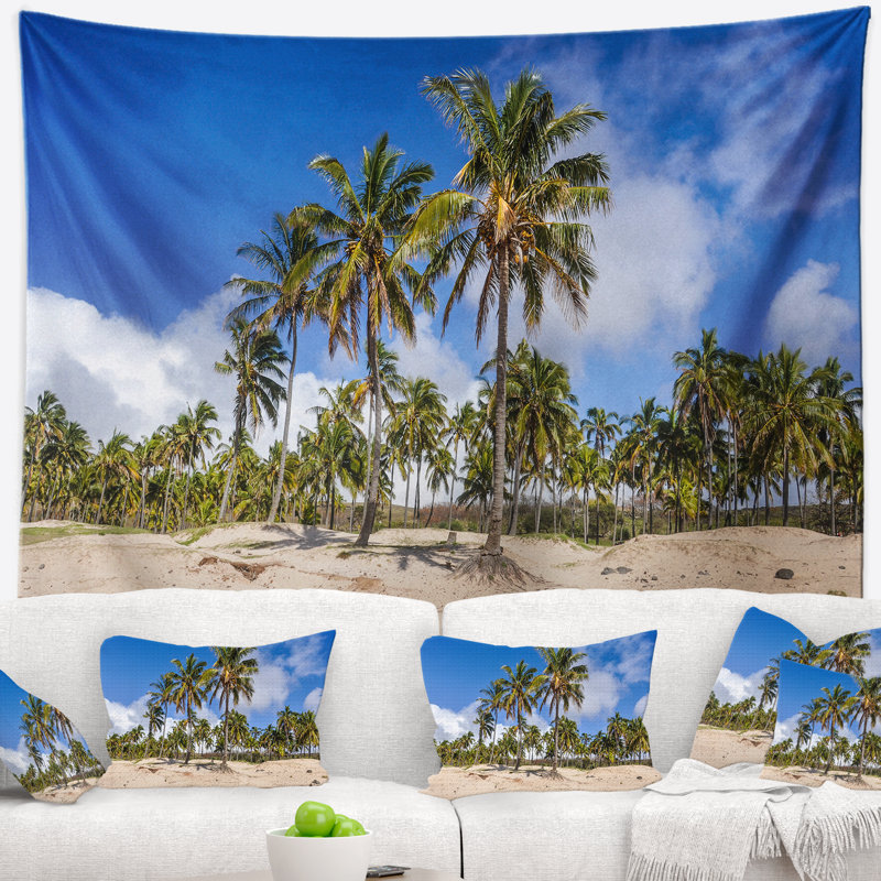 Tapisserie pour îlot de pâques en polyester seascape anakena beach avec accessoires suspendus inclus, H 50 po x l 60 po