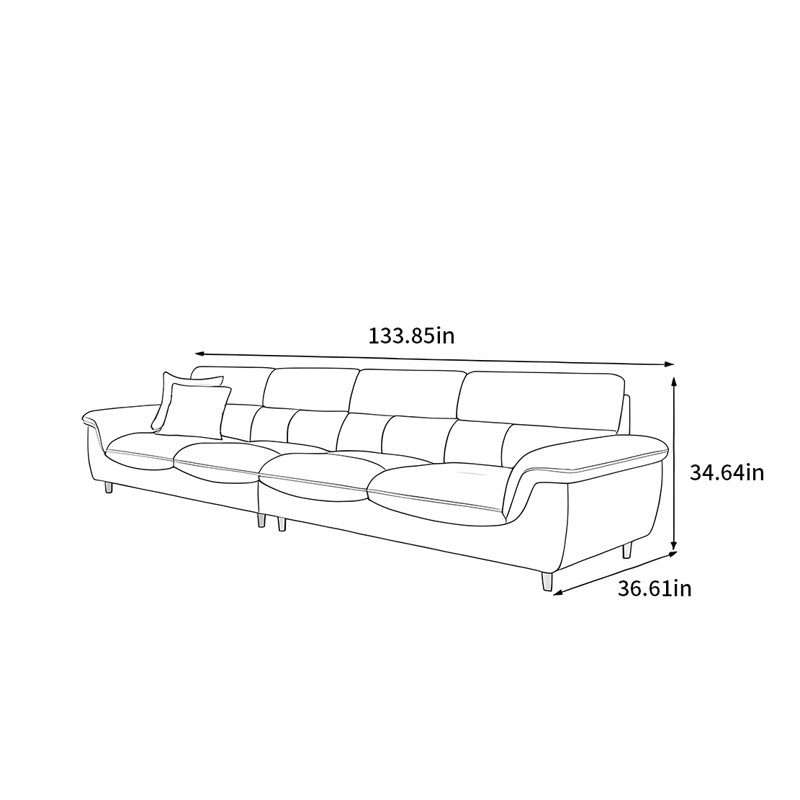 Canapé droit nordique, H 34,64 po x l 133,85 po x P 36,61 po, 5