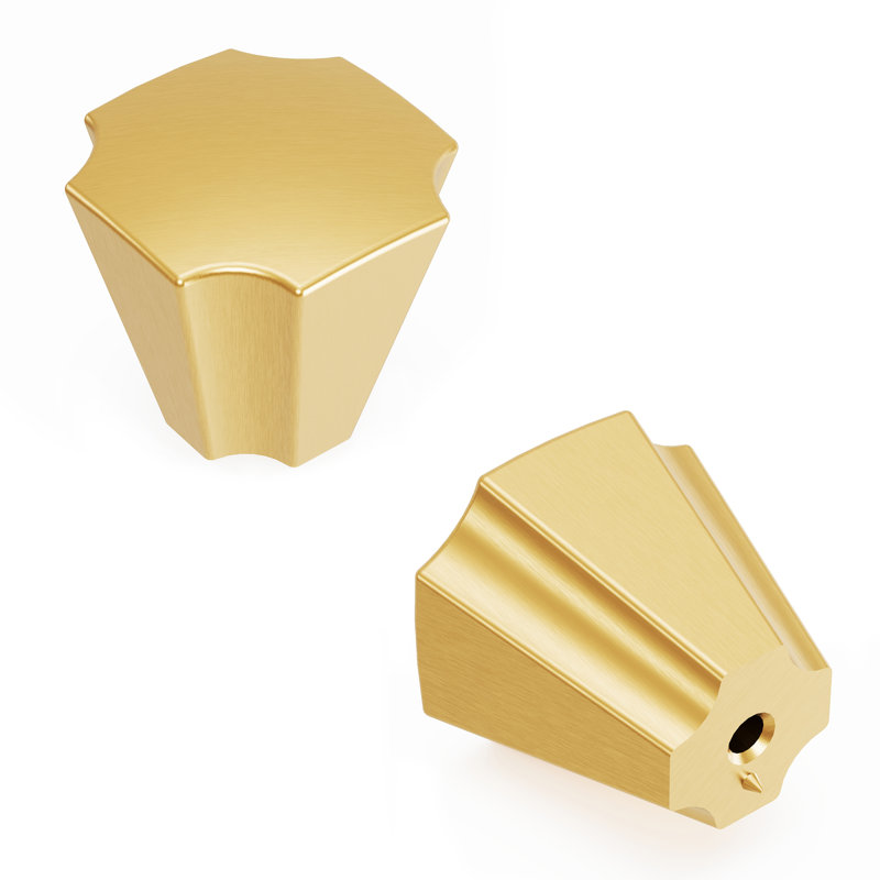 Monarch 1.13" x 1.13" Square Knob, Brushed Golden Brass
