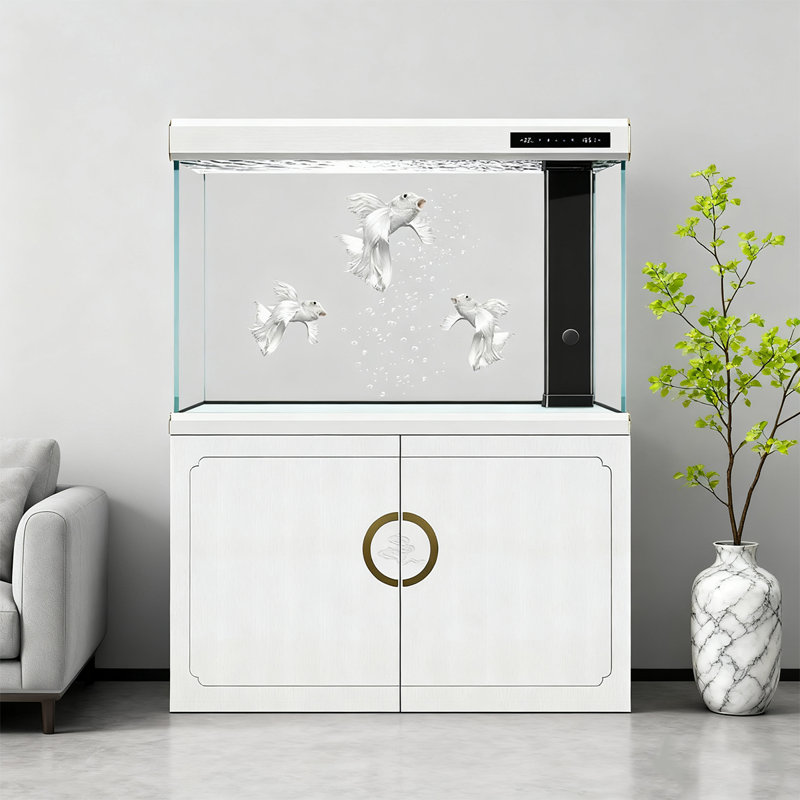 Grand réservoir d'aquarium ultra-clair filtré à contrôle intelligent, H 57,48 po x l 31,5 po x P 14,17 po, Blanc