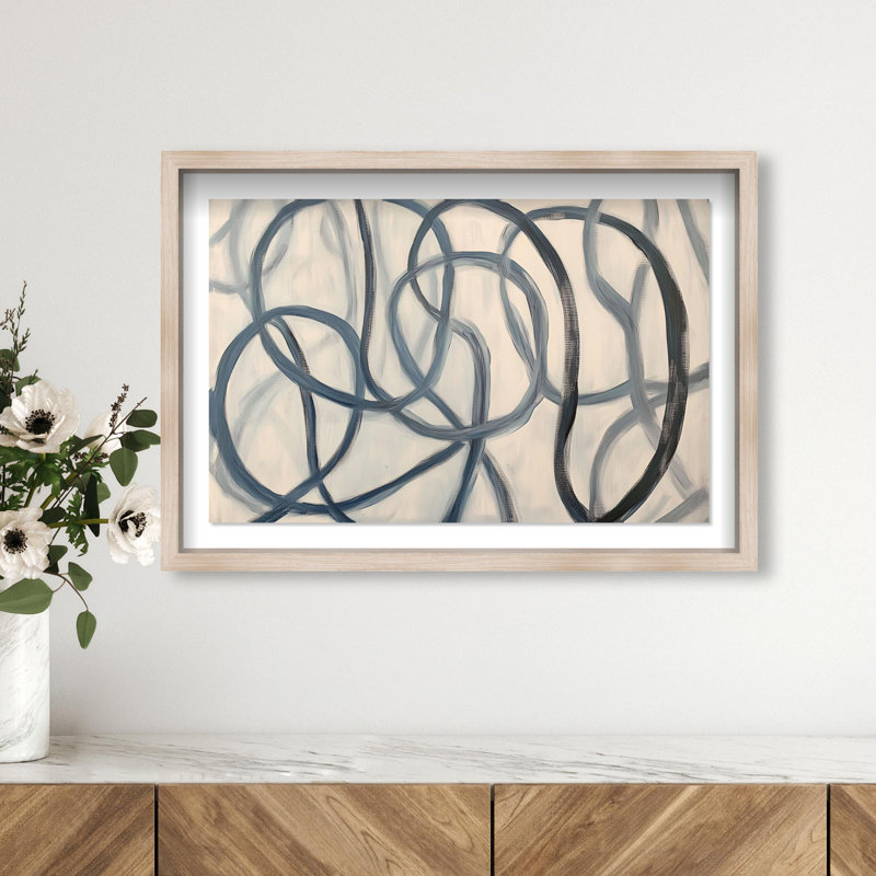 Oliver Gal Eternal Loop III Abstract - Luxury Shadowbox Framed Wall Art, Cream, 26" H x 38" W