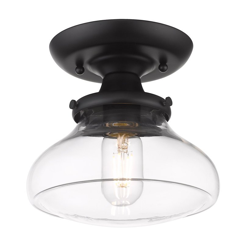 Nash Matte Black and Clear Glass Semi-Flush Mount Light