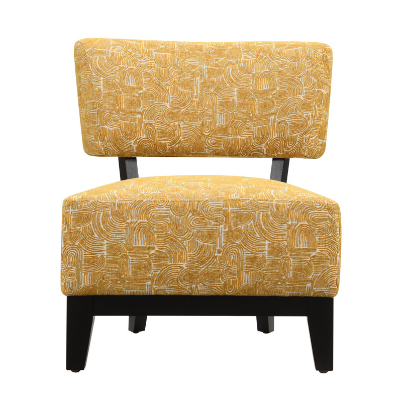 Fauteuil d'appoint rembourré avec dossier incliné Swirle, Jaune