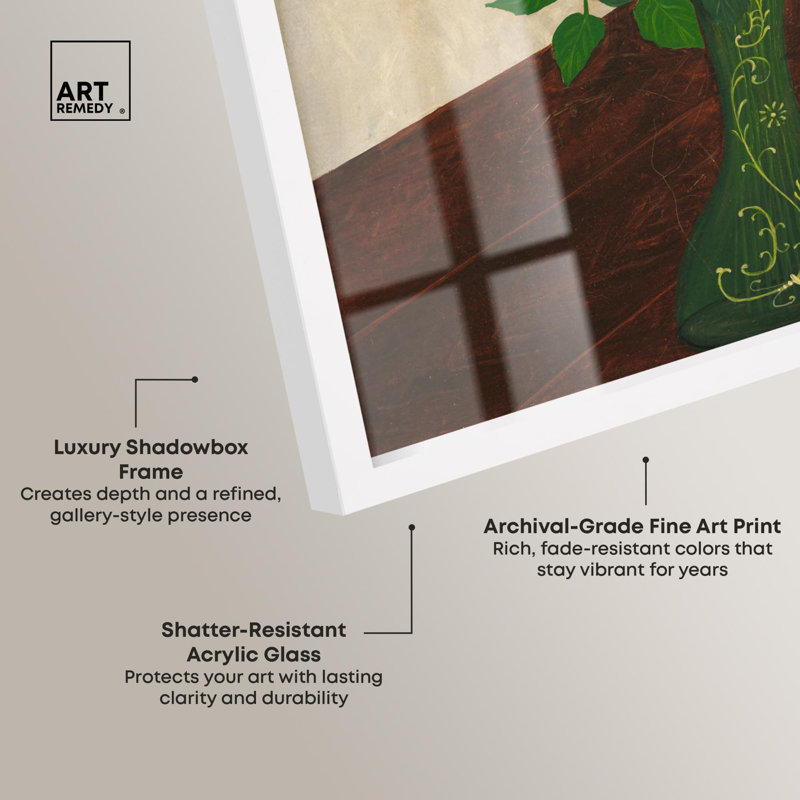Table inclinée, impression botanique par Shadowbox, 41" H x 41" W, Blanc