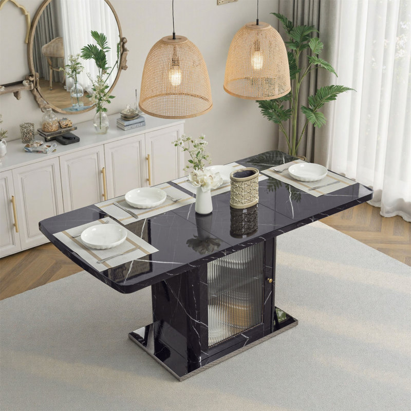 Table de salle à manger rectangulaire 47,24 "-63" (table seulement), Noir