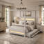 Upholstered Canopy Platform Bed with LED Lights