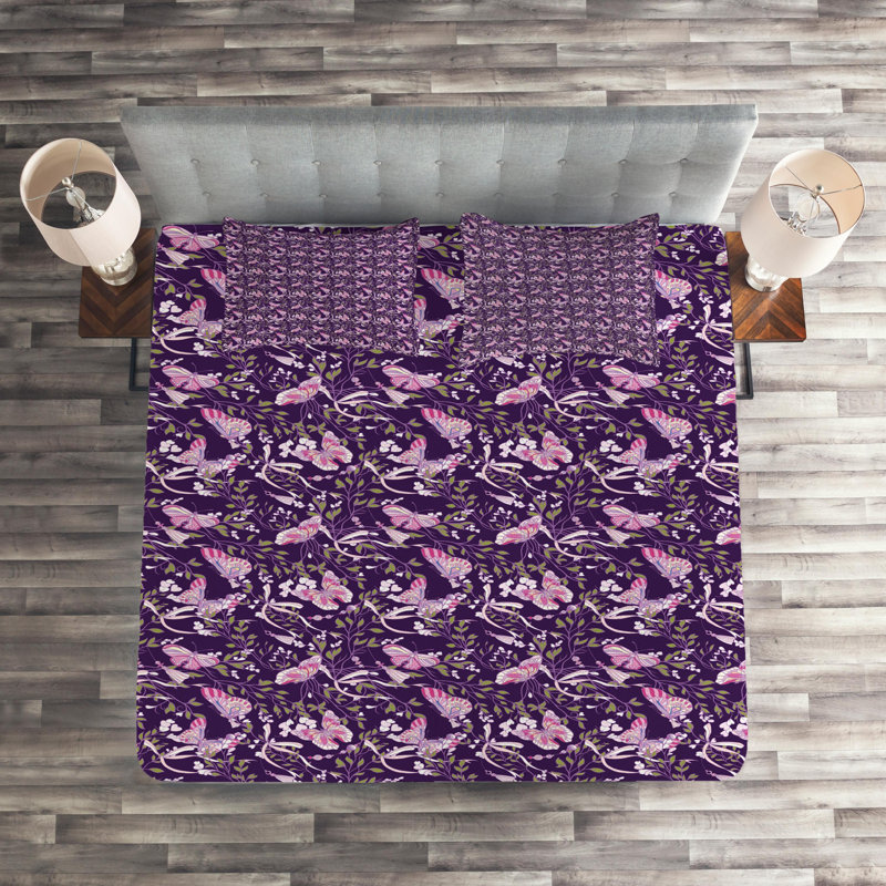 Farmhouse / Country Polyester Floral Coverlet, Queen Bedspread + 2 Shams