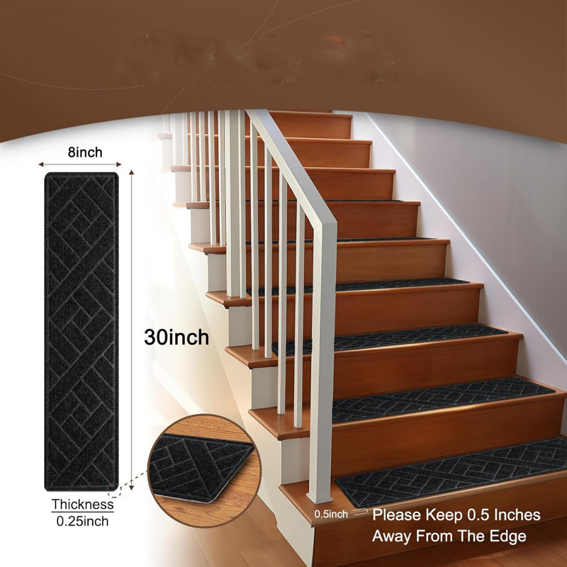 Tapis d'escalier antidérapant, Noir