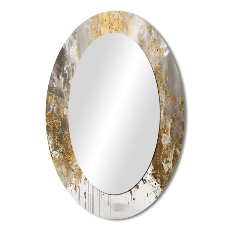 Saberio doré abstrait - grand miroir abstrait, décor de miroir mural moderne unique, impression d'art en métal, 43 po x 33 po