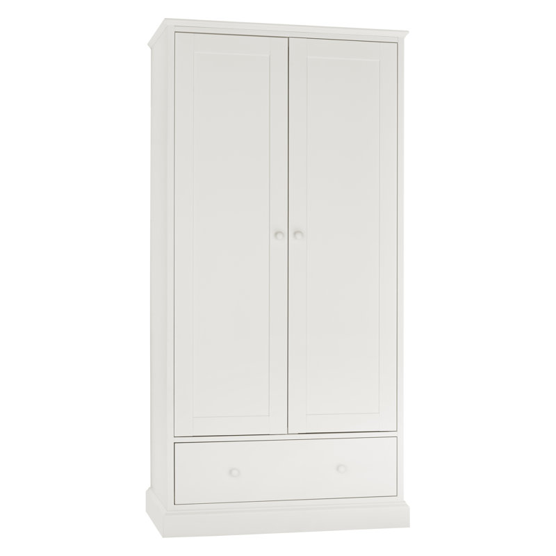 Carolina 2 Door Solid + Manufactured Wood Wardrobe, White
