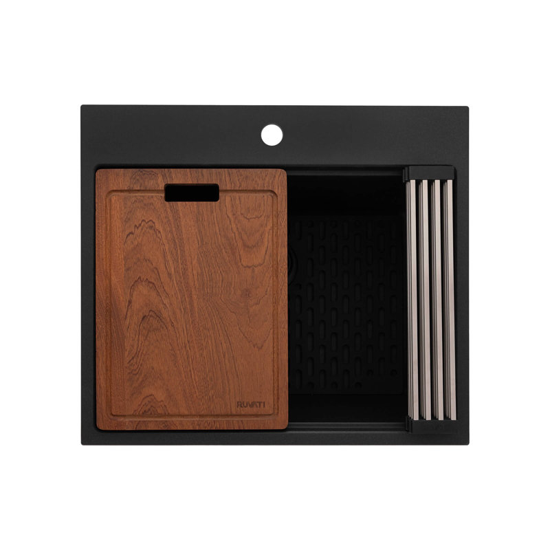 Évier à lessive encastrable 25 po Ruvati, Noir anthracite