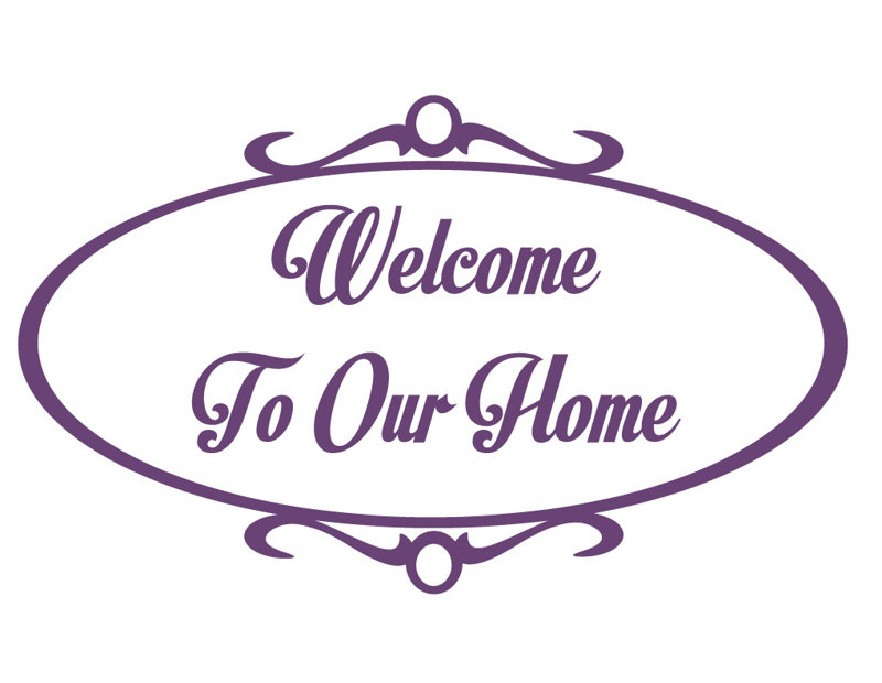 Décalcomanie murale welcome to home, H 36 po x l 60 po x P 0,01 po, Violet