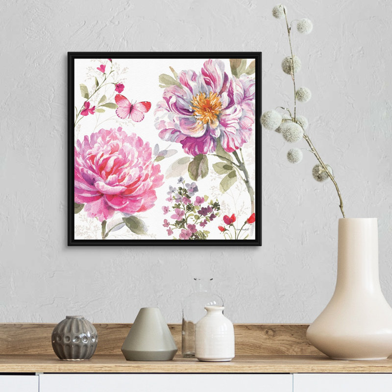 Visiblement rose 20 par Lisa Audit - reproduction d'art, Toile avec cadre noir, H 18 po x l 18 po x P 1,75 po