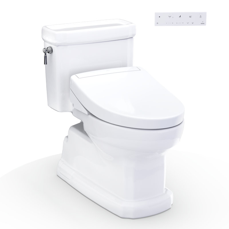 TOTO® WASHLET®+ Eco Guinevere® Elongated 1.28 GPF Universal Height Toilet with S5 Bidet Seat, Cotton White - MW9743446CEFG#01