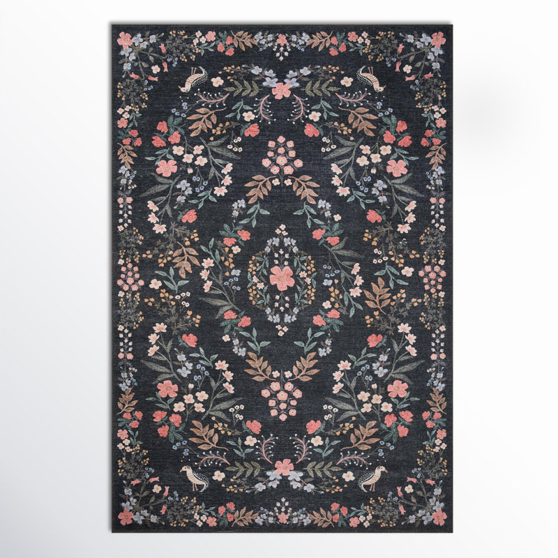 Rifle Paper Co. x Loloi Maison MAO-04 Tuileries Navy Rug, Rectangle 3'9" x 5'6"